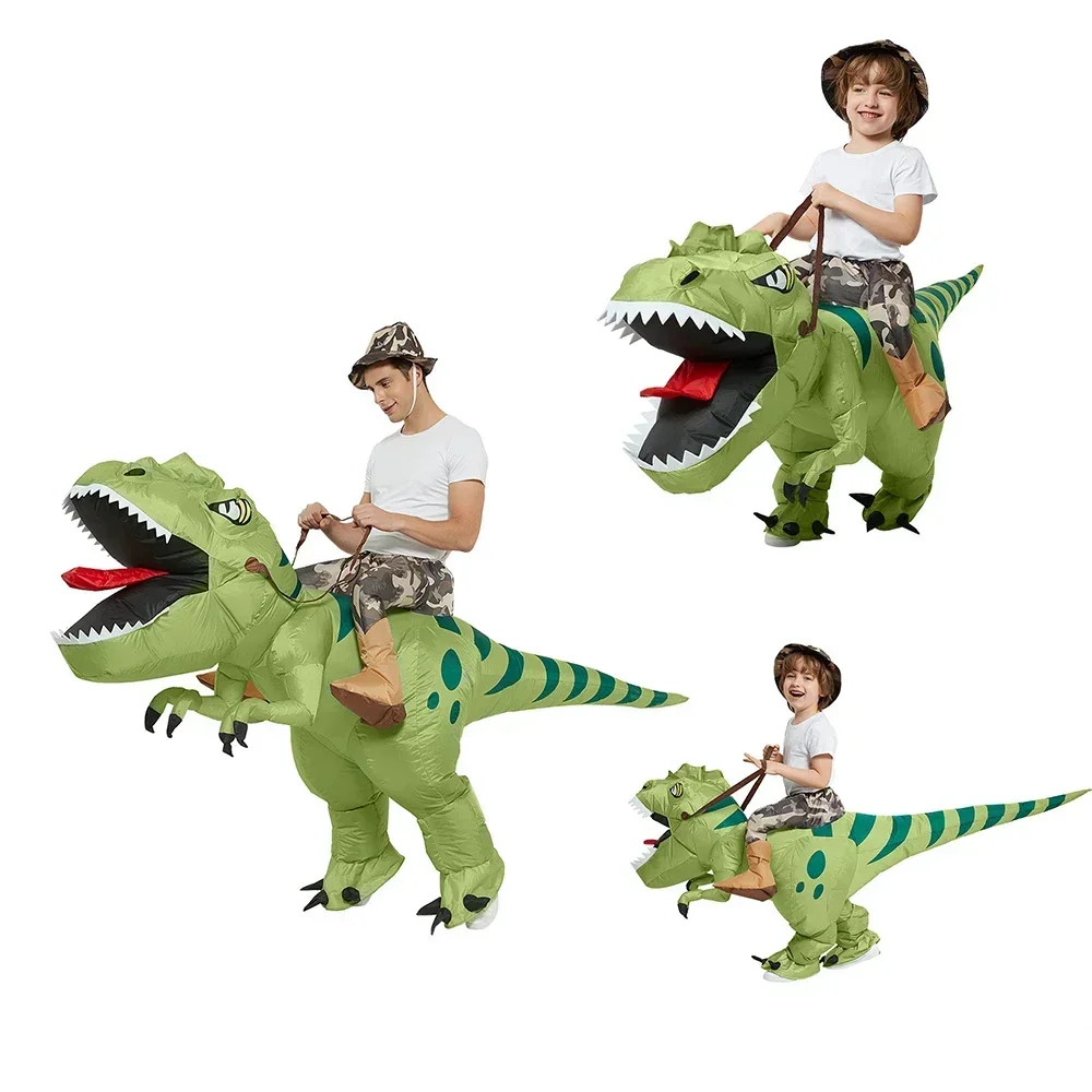 Inflatable Dinosaur Costume Adult - ขายใหม่ร้อนตลกผู้ใหญ่ Inflatable ขี่ไดโนเสาร์สีเขียวคอสเพลย์เครื่องแต่งกายแฟนซีฮาโลวีน Holiday Theme Party
