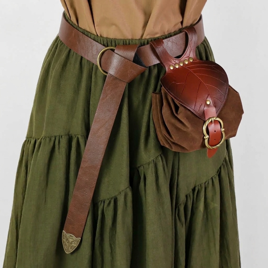 Costumes - 2 ชิ้น อุปกรณ์เสริมชุดเทศกาลยุคกลาง เข็มขัดคาดเอวหนัง PU วินเทจ