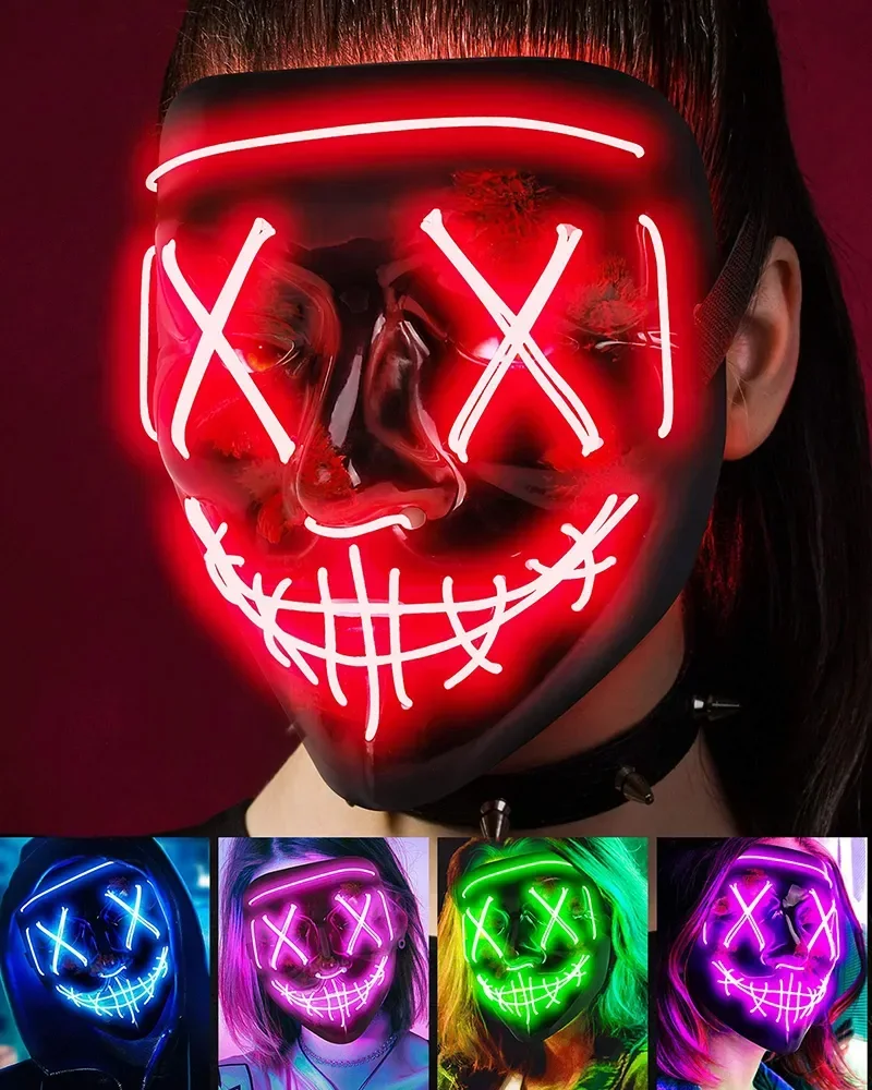 Led Purge Mask Halloween - บาร์ไร้สายเทศกาลดนตรีนีออน Purification Mask Carnival Party Mask