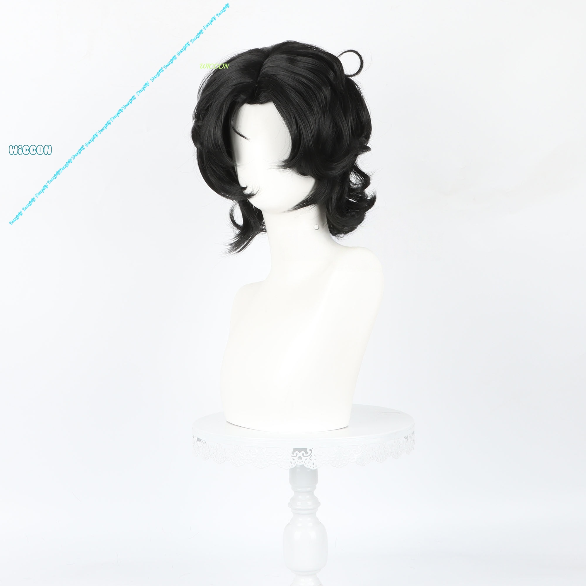 Anime Cosplay Wig Heat Resistant - วิกผมสั้นสีขาวสำหรับผู้ชาย สไตล์เพียร์โรต์ เฮลควิน ทนความร้อน ทำจากใยสังเคราะห์ สำหรับคอสเพลย์