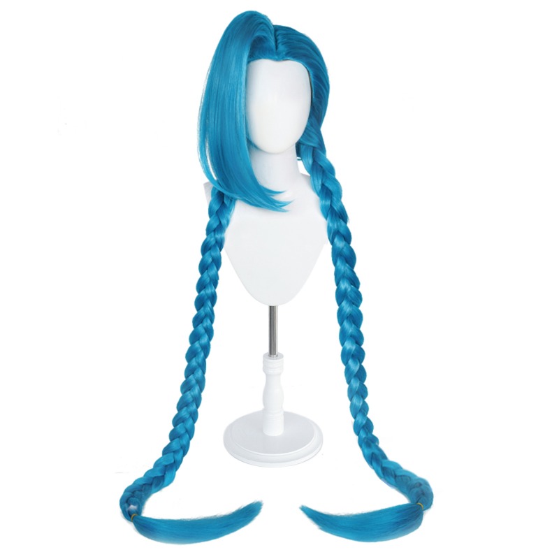 Anime Cosplay Wig Heat Resistant - วิกผมคอสเพลย์ลูส แคนนอน จินซ์ ทนความร้อน ทำจากใยสังเคราะห์ สีฟ้า