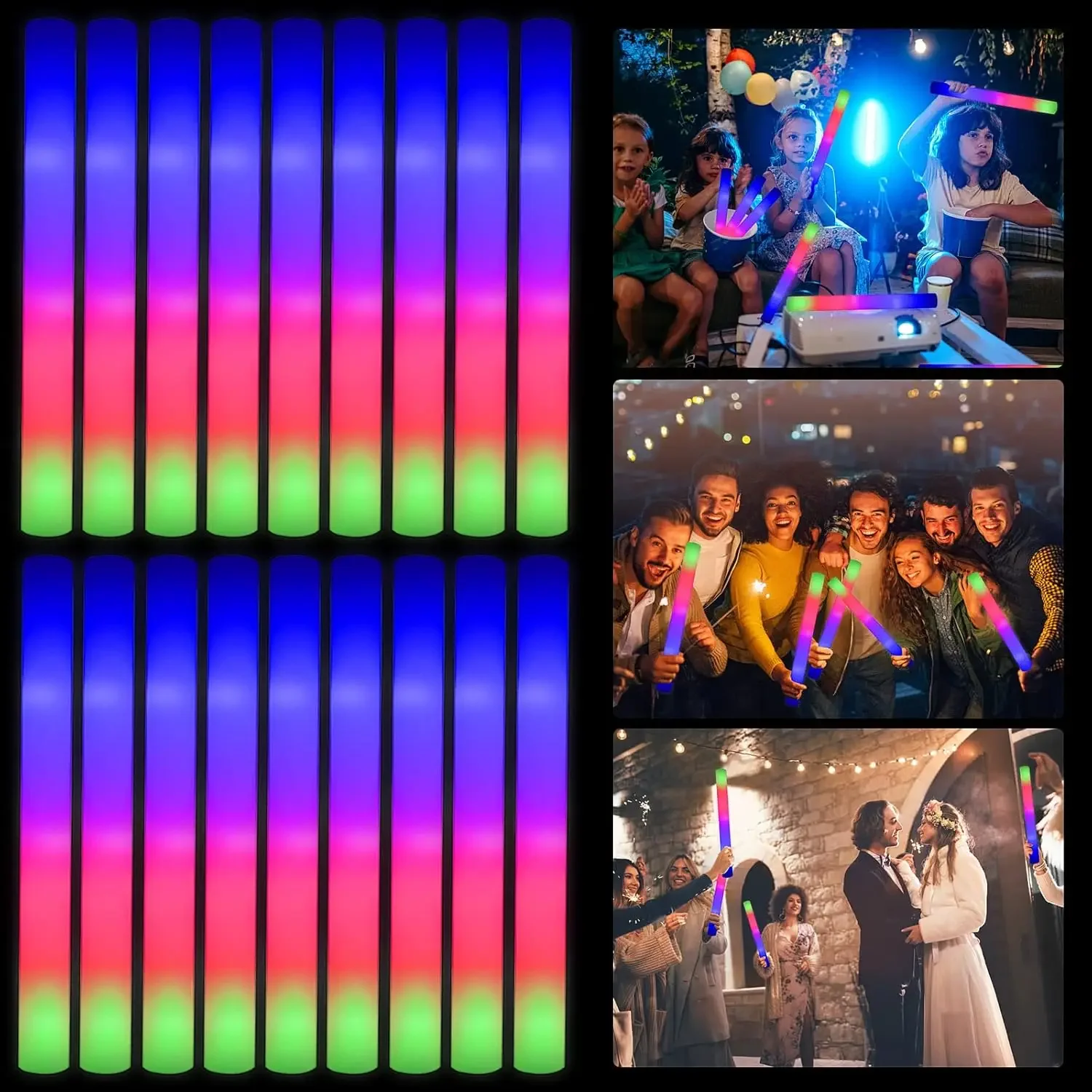 แท่งไฟ LED โฟมเรืองแสง 1Z-50PC - Flashing Led Foam Sticks Party บทวิจารณ์และราคา