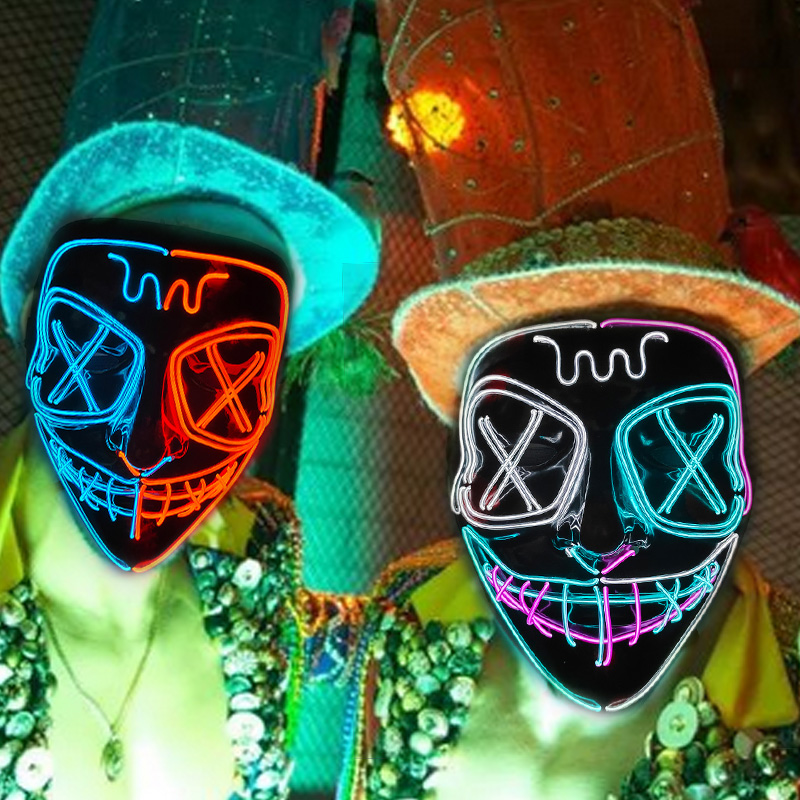 ไร้สาย LED หน้ากากเรืองแสง EL  - Led Purge Mask Halloween บทวิจารณ์และราคา