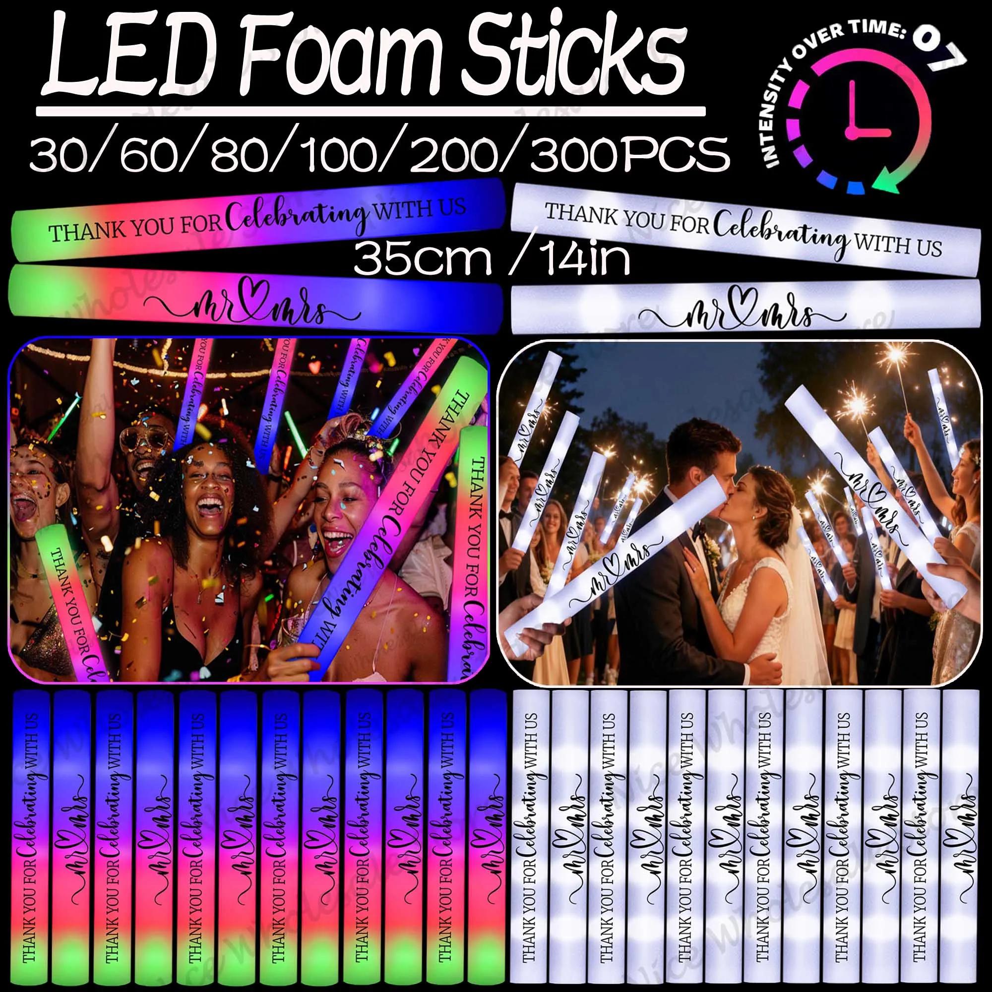 แท่งเรืองแสง LED แบบขายส่ง 100 - Flashing Led Foam Sticks Party บทวิจารณ์และราคา